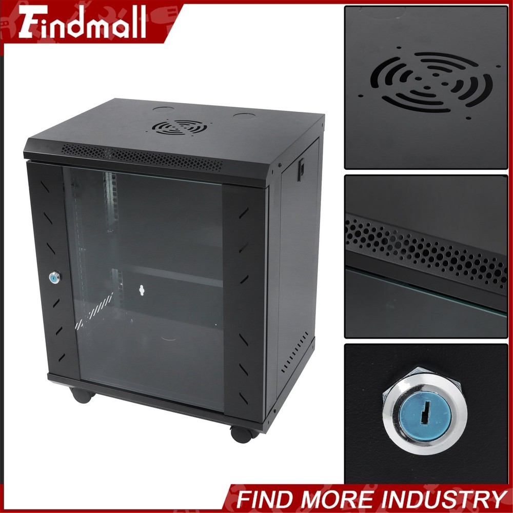 Findmall 12U Wall Mount Network Server Rack Cabinet Enclosure 15.5'' Deep