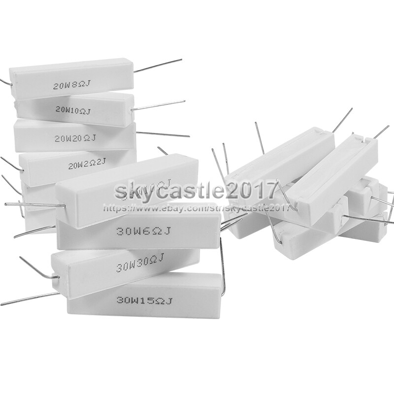 2pcs 1-40ohm 20W 30W Speaker Frequency Divider Crossover Ceramic Cement Resistor