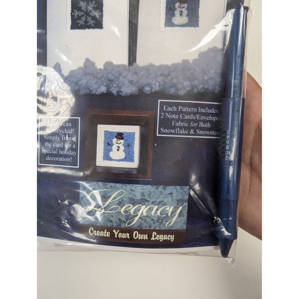 Legacy Snow 2 Punch Needle Cards Envelopes Printed Fabric Pack