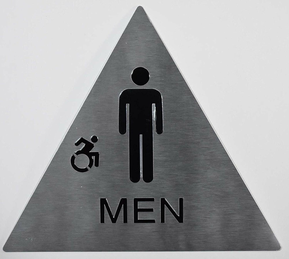 CA Men Restroom accessible Sign -(Brush Silver,12x12x12)-REF24-1027