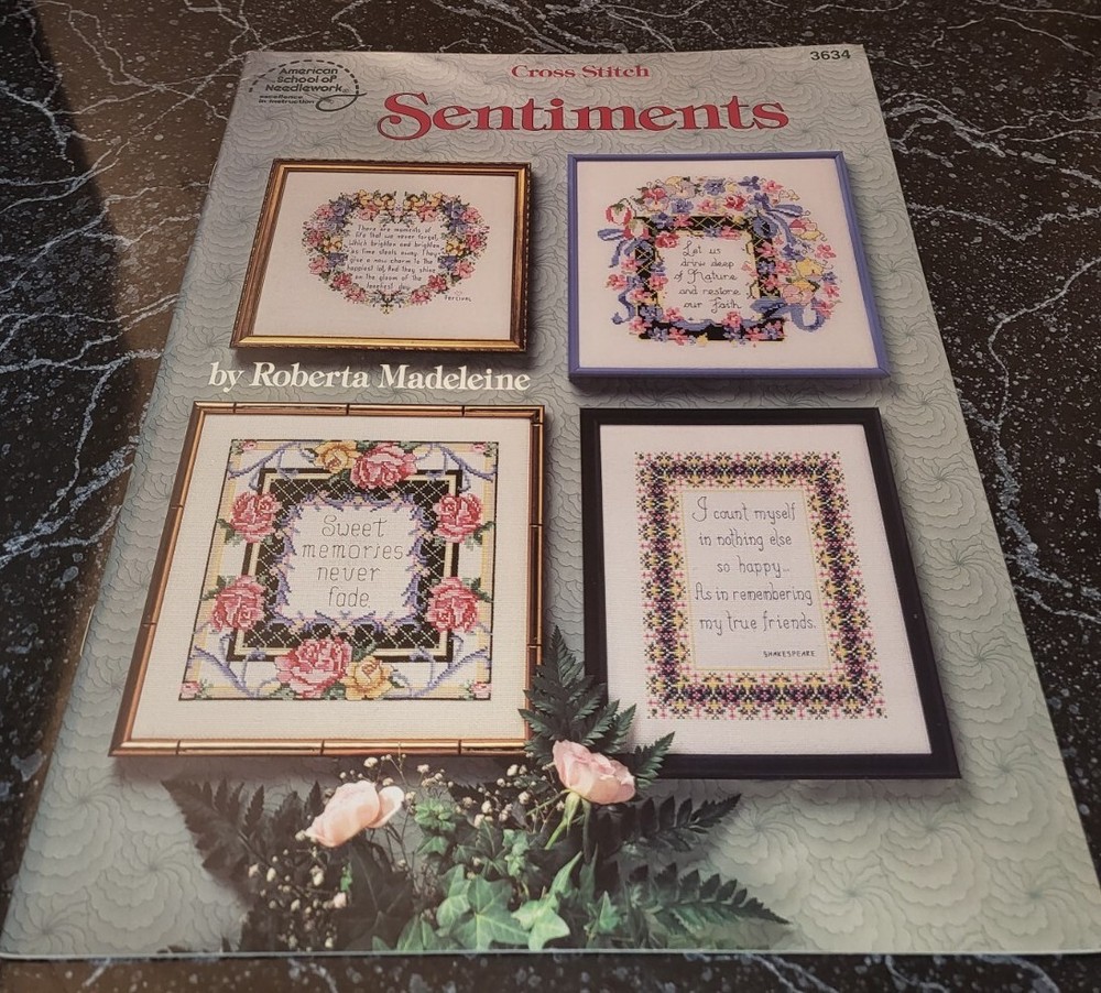 DL15 ASN 1093, CROSS STITCH SENTIMENTS PATTERN LEAFLET - 8 DESIGNS