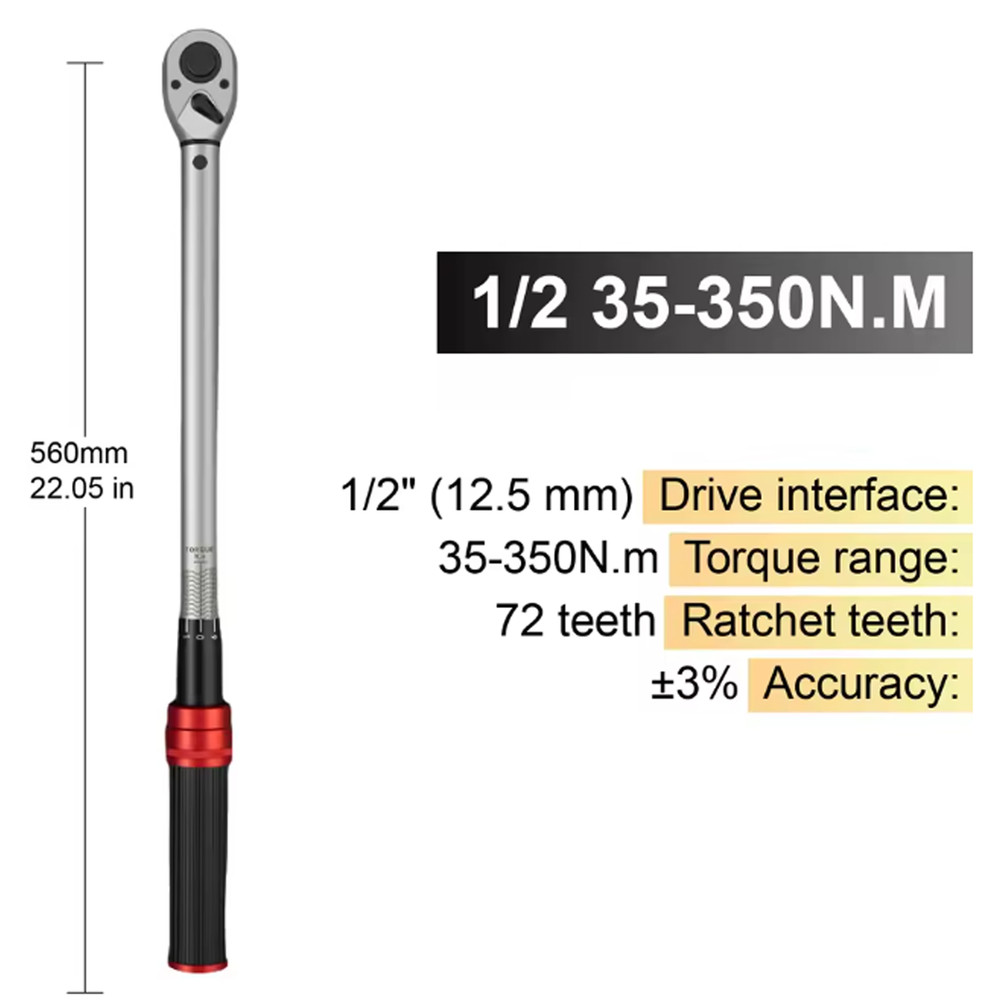 1/2" Torque Wrench Snap Socket Professional Drive Click Type Ratcheting