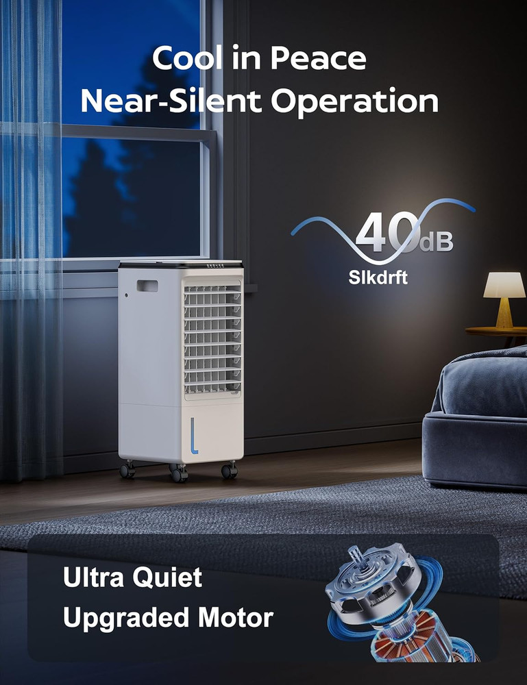 Windowless Portable Air Conditioner for Room, Evaporative Air Cooler W/7H Timer,