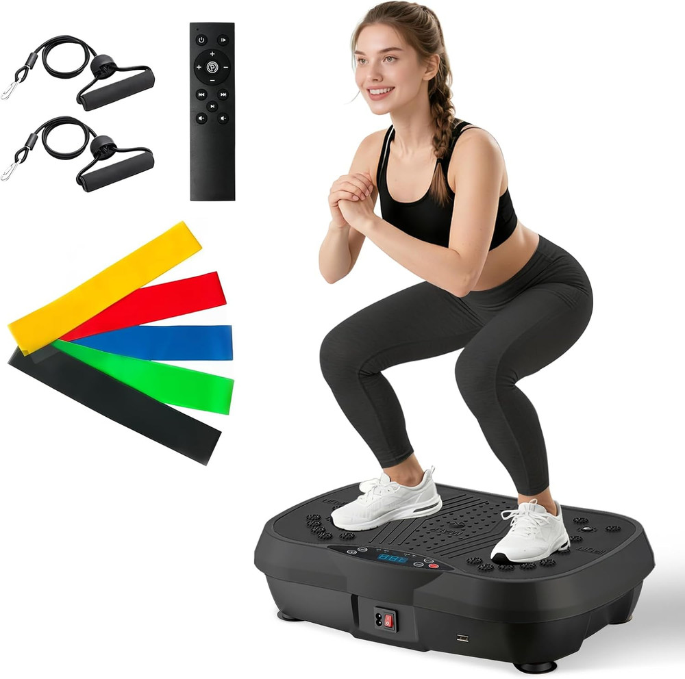 ALSO GO Vibration Plate Exercise Machine, 10 Preset Modes & 200-Level Vibration