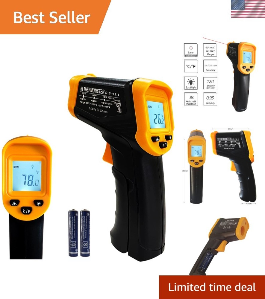 Versatile Infrared Thermometer Gun with Backlight - Perfect for BBQ & More