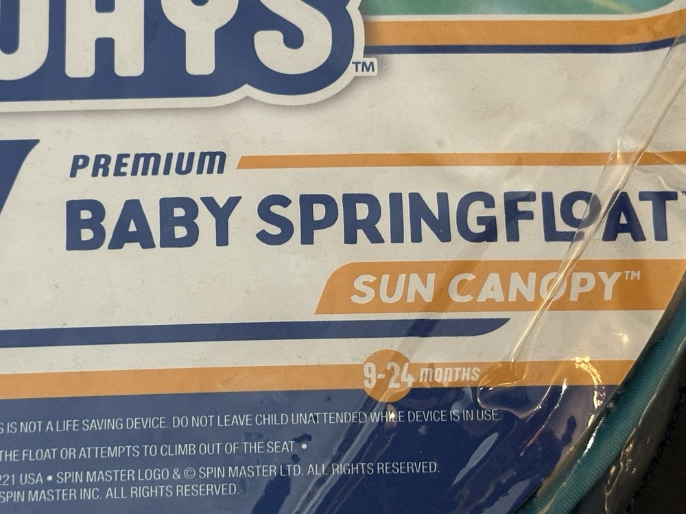 Swimways Sun Canopy Spring Baby Float Hyper-Flate Valve - Shark - Soft Mesh NEW