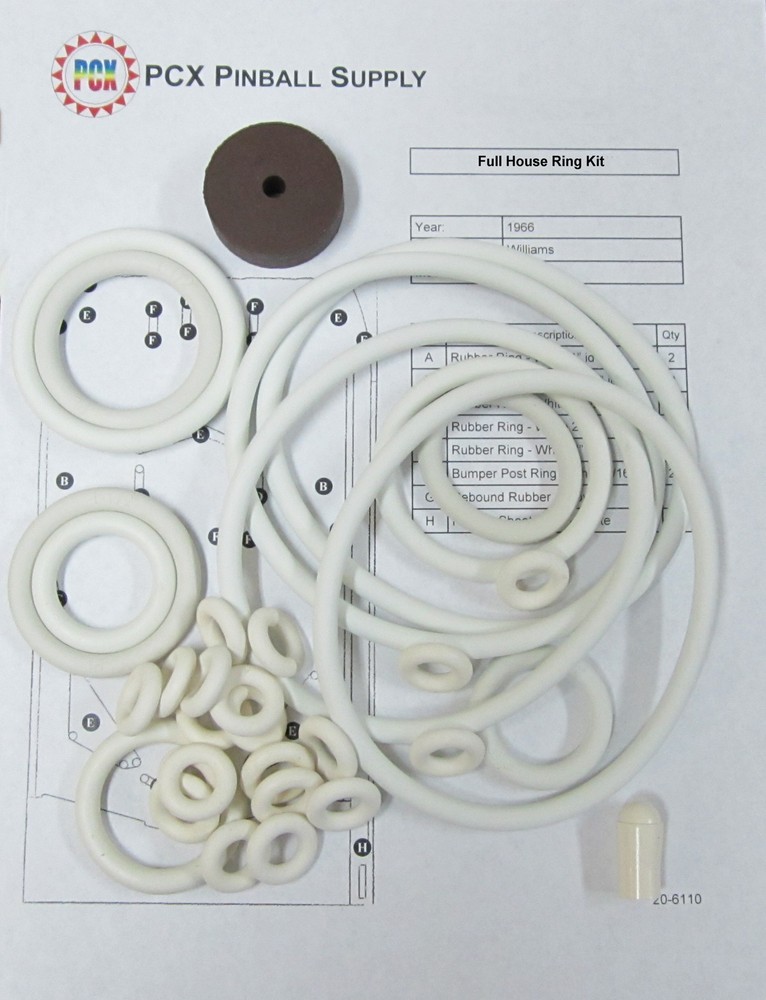 1966 Williams Full House Pinball Machine Rubber Ring Kit