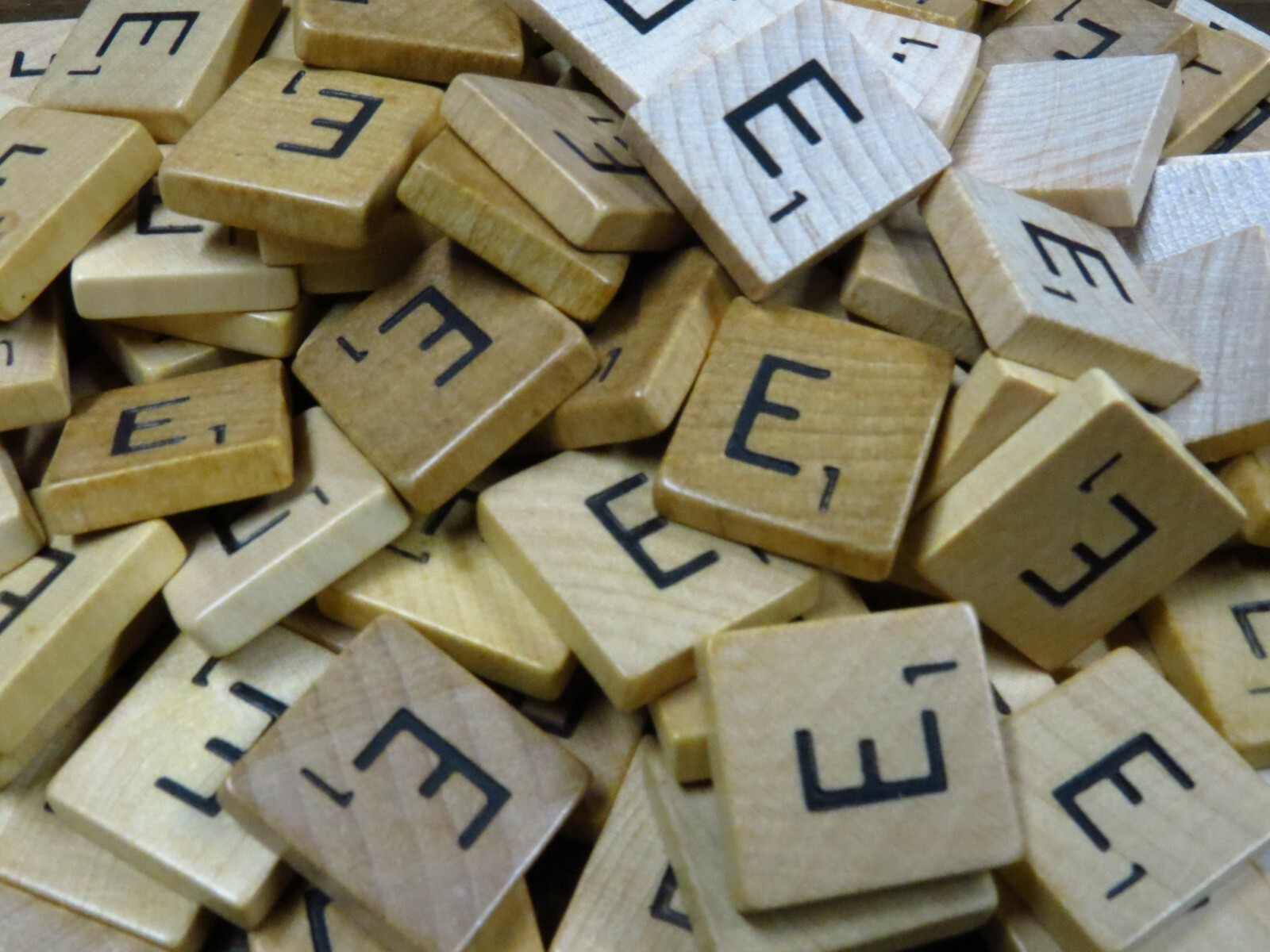 Wood AUTHENTIC Scrabble Tiles, Tan w/ Engraved Black Letters, Single Individual