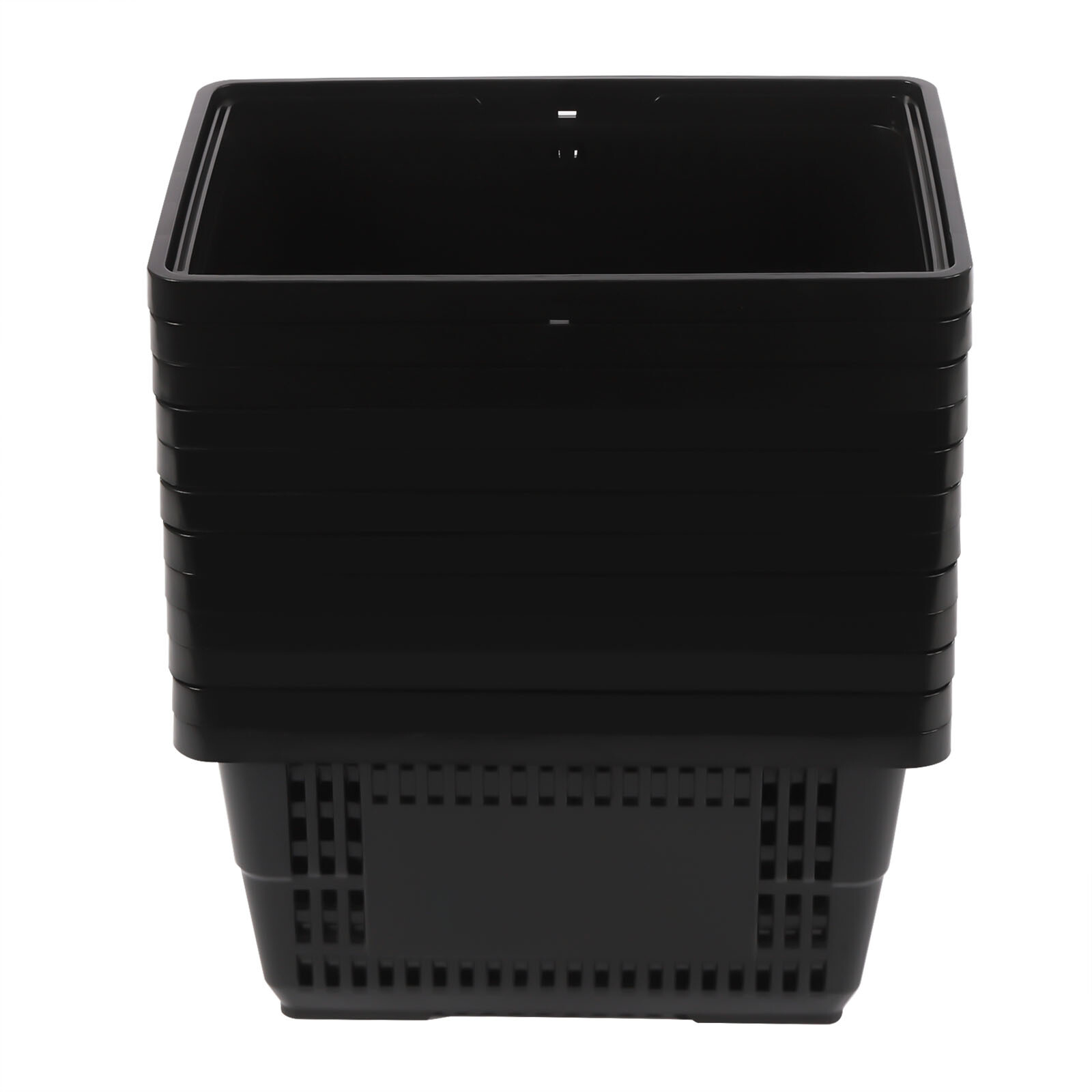 12 PCS Black Plastic Shopping Basket for Market Grocery Retail Store + Handles