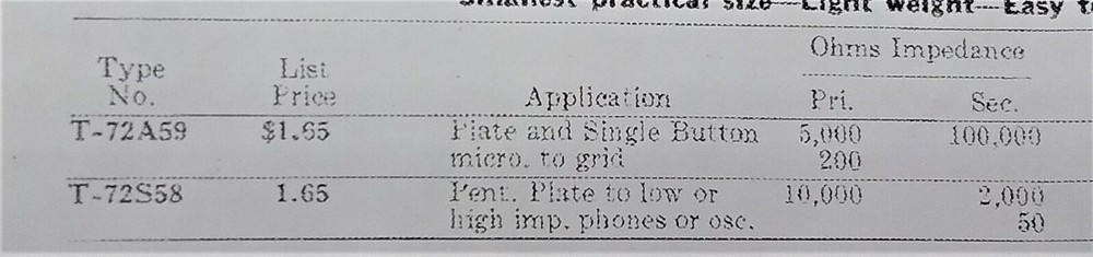 2 THORDARSON 5 WATTS UNIVERSAL Output Transformers T-7259 + T-7258