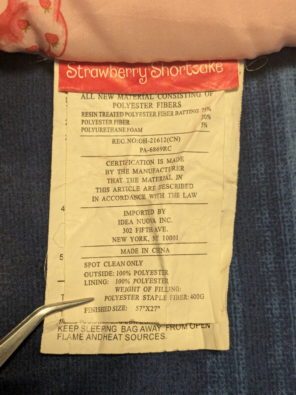 VTG Retro Strawberry Shortcake Kids Sleeping Bag/Backpack Life Is Delicious