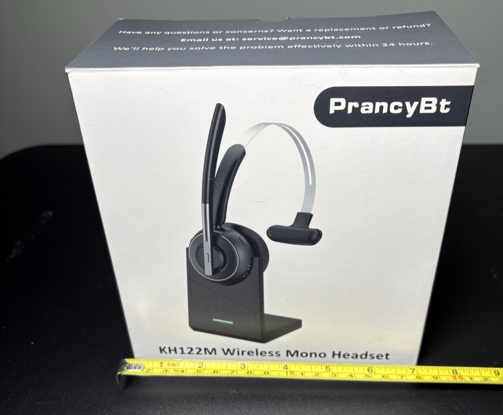 Prancy KH122M Bluetooth Headset V5.2 Wireless Headset + Charging Base - NIB