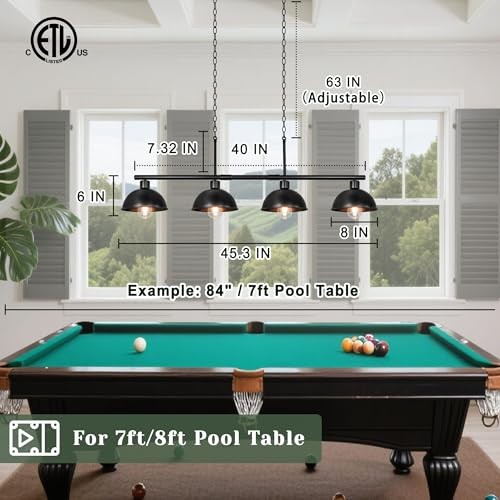 Pool Table Light for 7' 8' Adjustable Pool Table Lights Hanging Over Pool