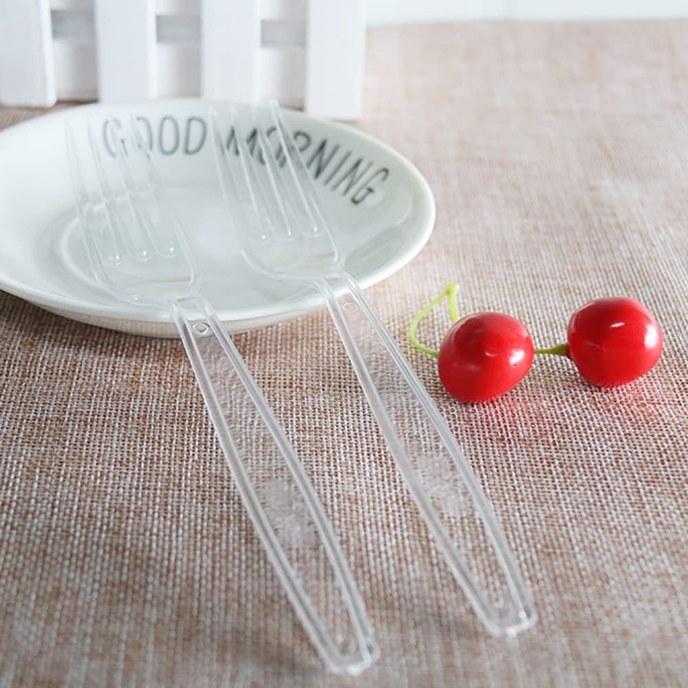 100 Count Plastic Silverware, Heavy Weight Plastic Forks Spoons Disposable
