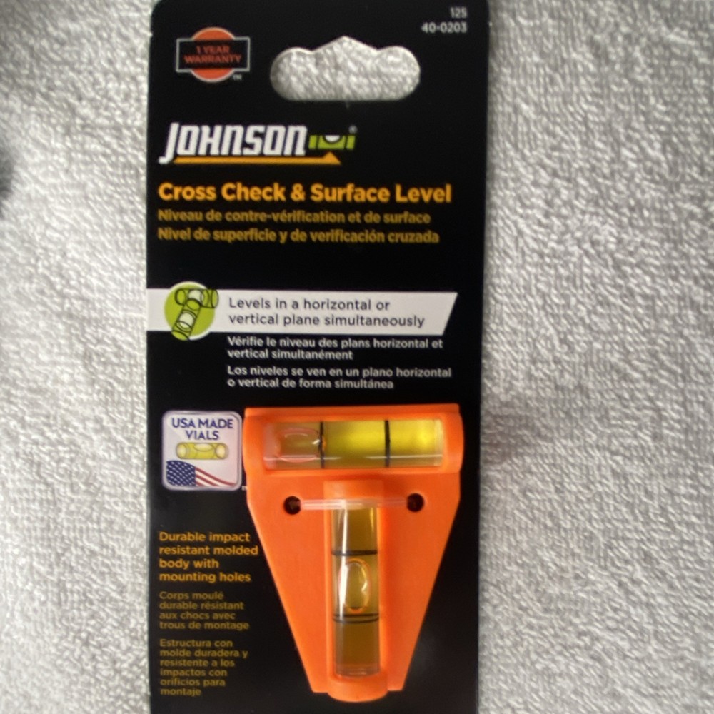 Johnson Cross Check & Surface Level 125 Orange Durable Plastic Mounting Holes