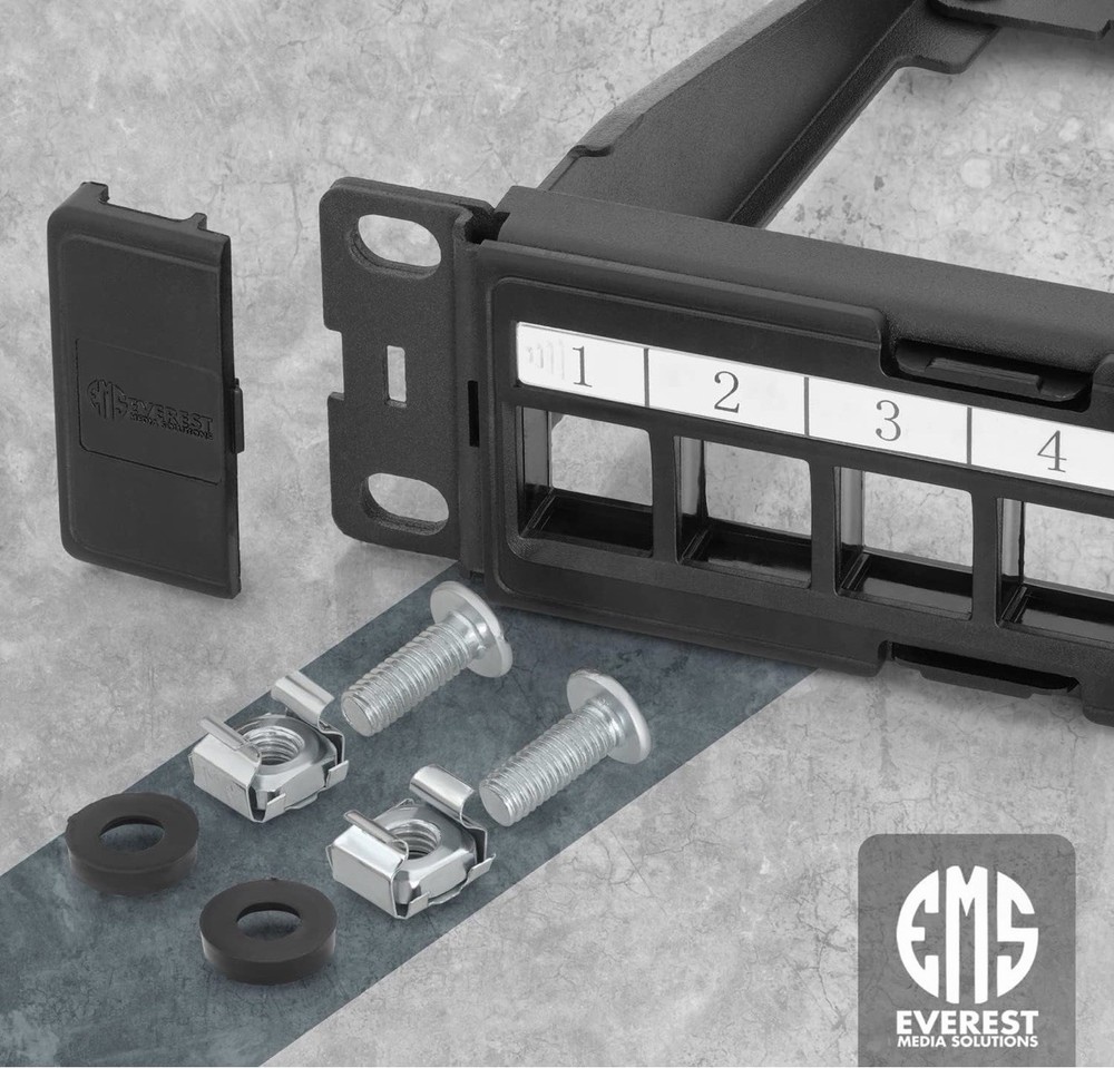 Everest 24-Port Blank Patch Panel 19" 1U Rack Mount Keystone 4 Pack