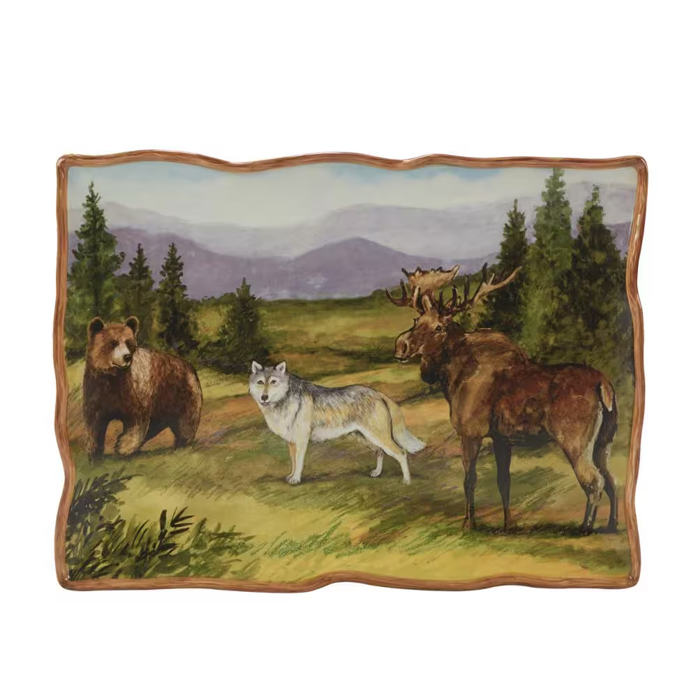 Mountain Summit 12 In. Assorted Colors Earthenware Rectangle Platter (Set of 1)