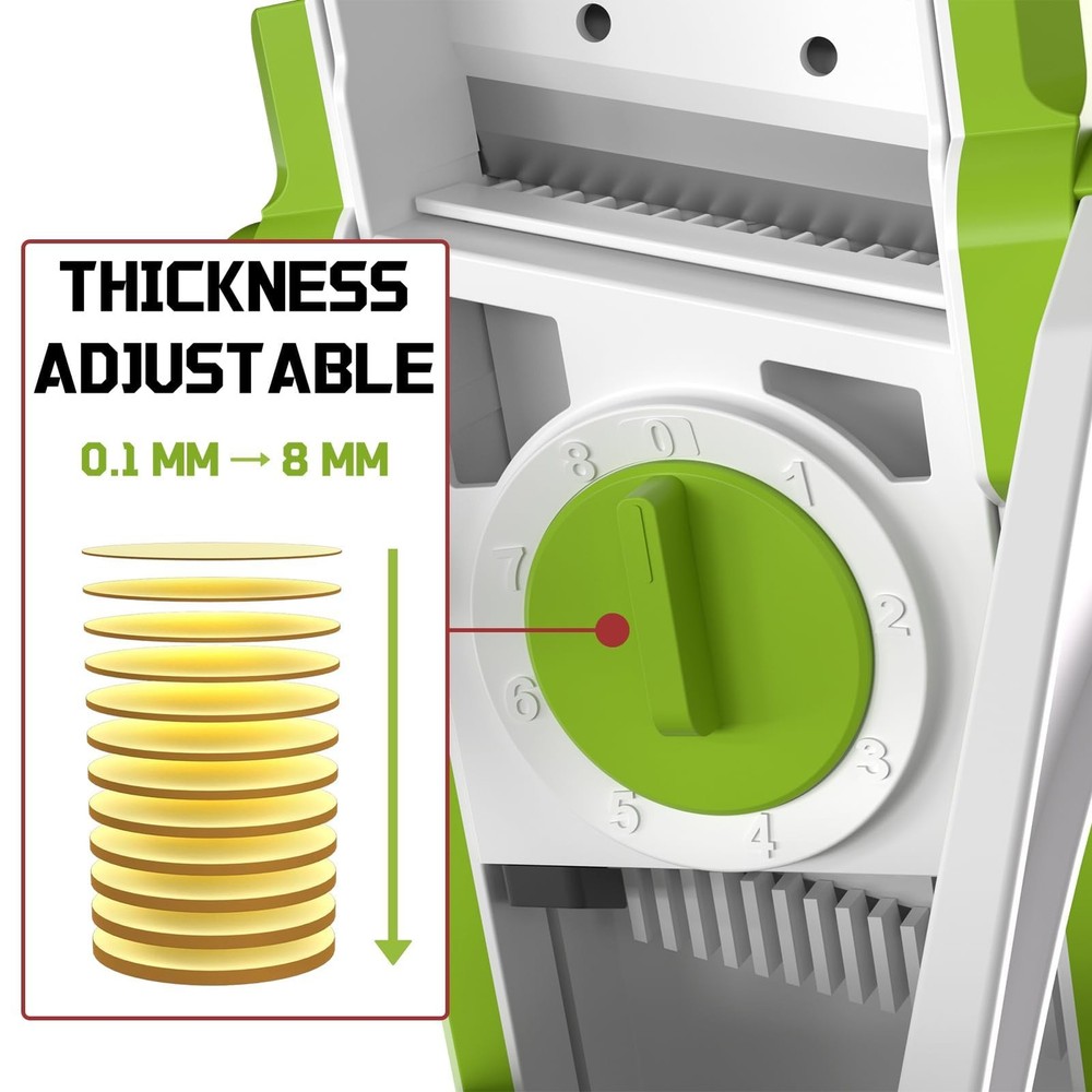 Safe Mandoline Slicer for Kitchen, Meal Prep, Potato Slicer, Adjustable/Easy ...