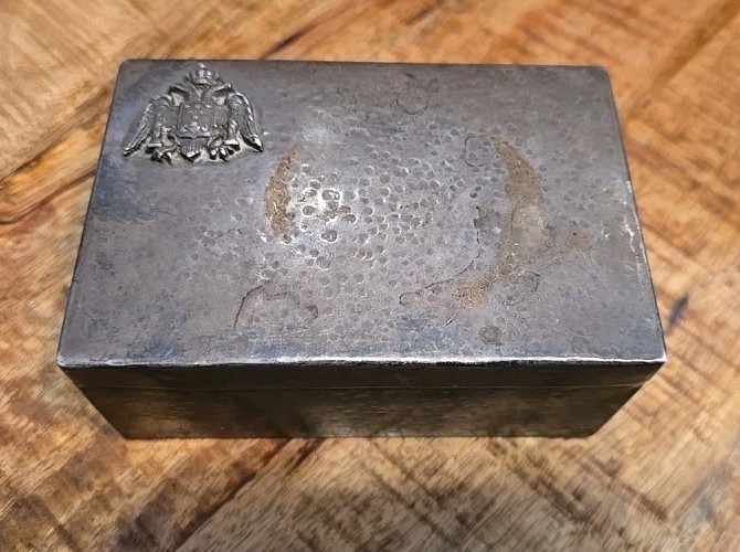 440 gm Solid Silver Antique Hinged Silver Box Snuff Cigarettes 90%