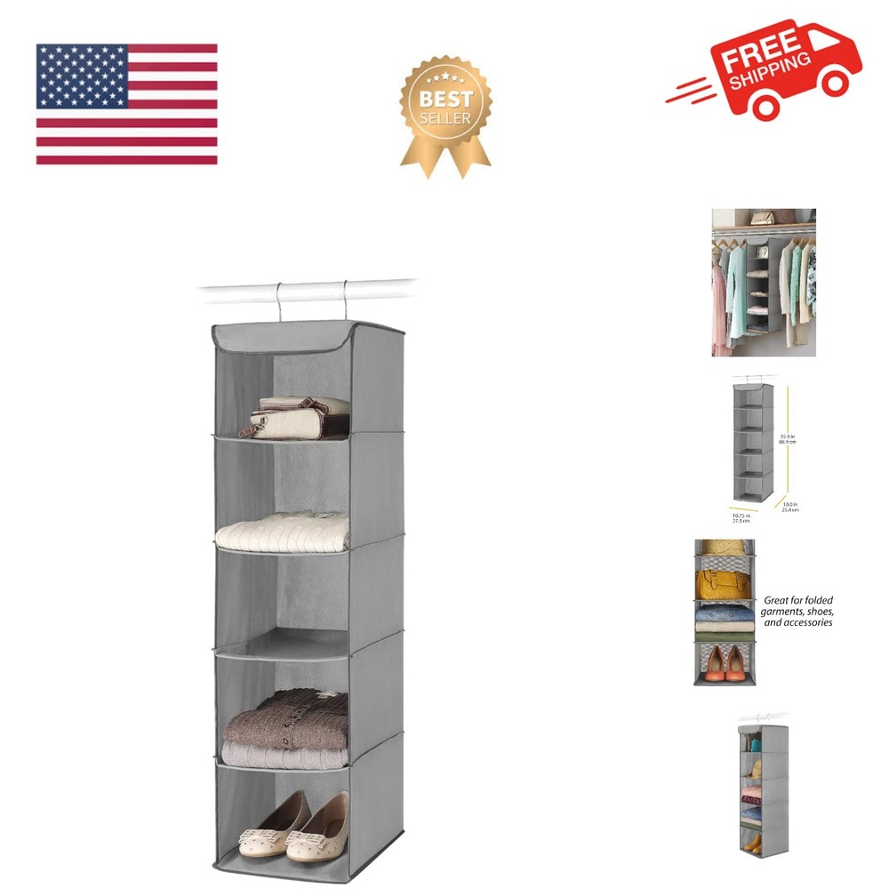 Space-Saving 5 Section Closet Organizer with Metal Frame - Easy Access Shelves