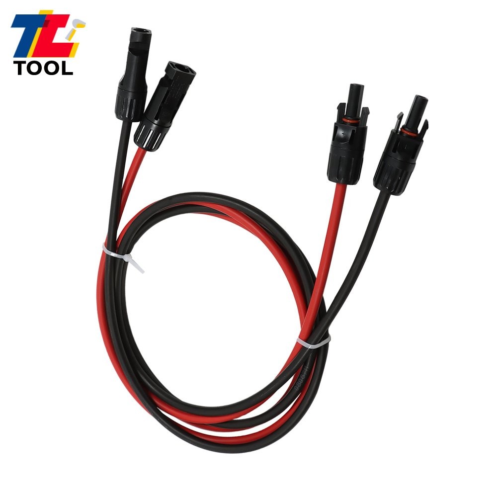 1 Pair 5ft 10AWG Black + Red Solar Panel Extension Cable Wire Connector