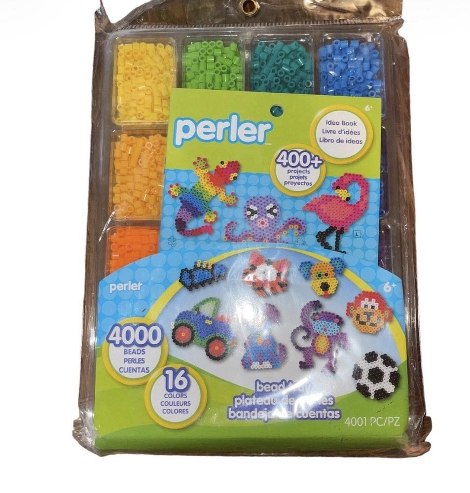 PERLER (17605) Assorted Fuse Beads Kit with Storage Tray and Pattern Book (NEW)