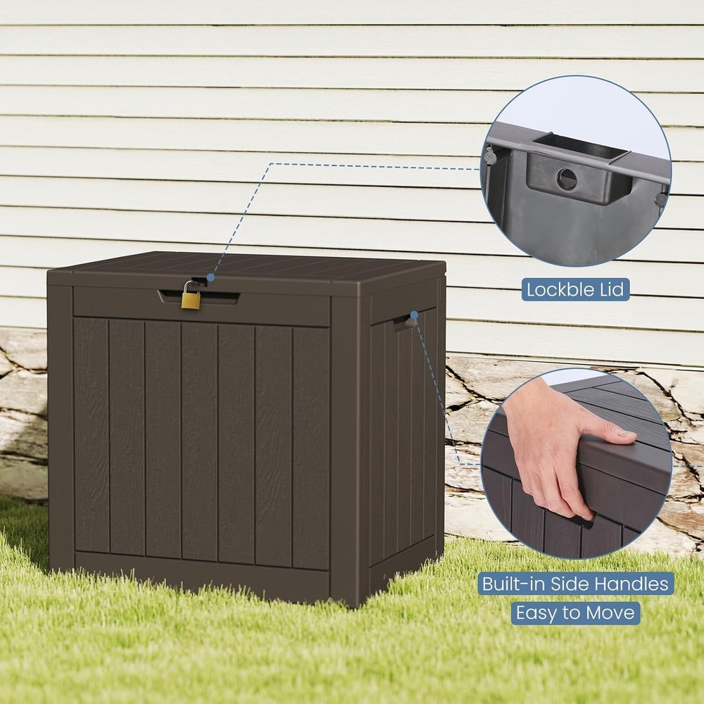 31 Gallon Deck Box, Lockable Outside Storage Box for Outdoor Use, Outside Wat...
