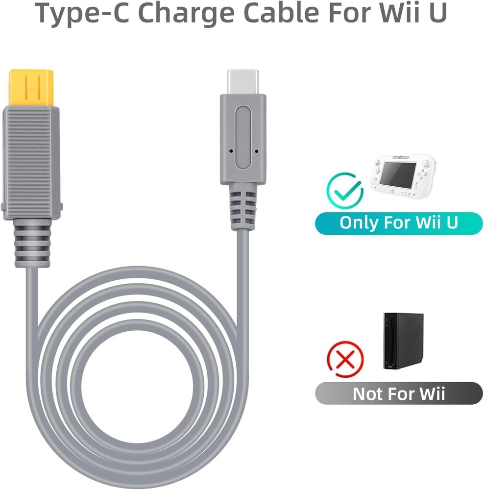 High-Quality Type-C Power Cable 6.5Ft for Wii U – Lightweight & Efficient