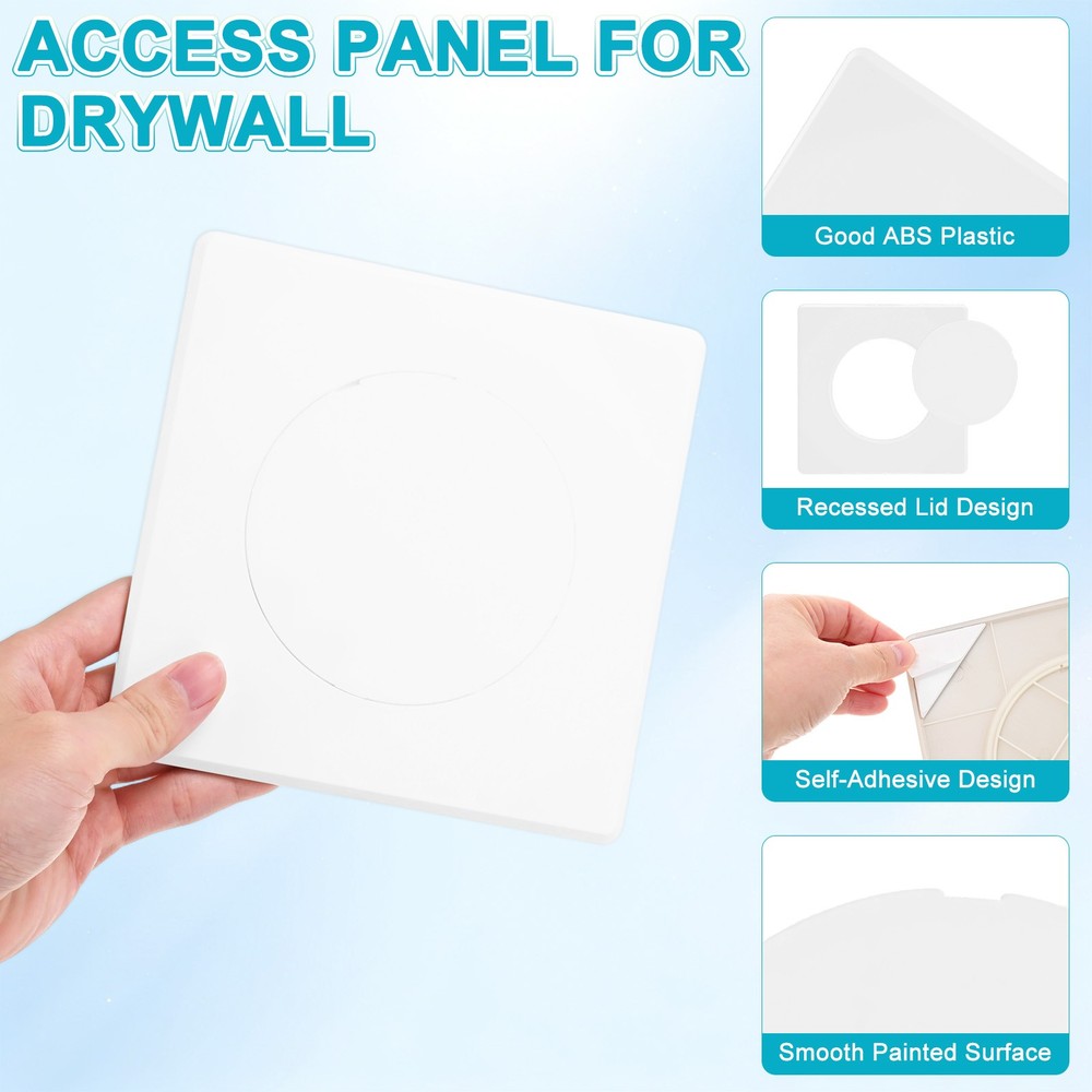 2-Pack Access Panel for Drywall, 4x4" Plastic Removable [White, Round]