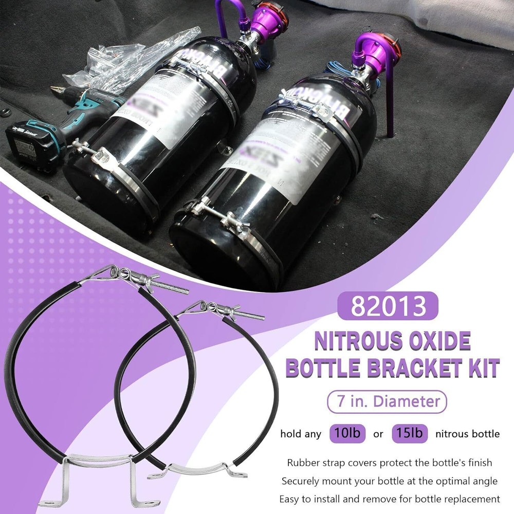 82013 Nitrous Oxide Padded Adjustable Quick Release 10-15 Lb Bottle Bracket Kit