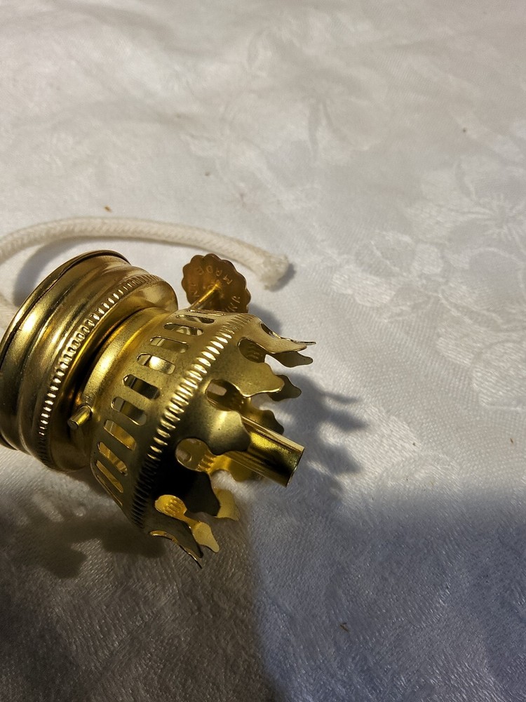 NOS Solid Brass Miniature Burner Screw on Collar With New Round Wick
