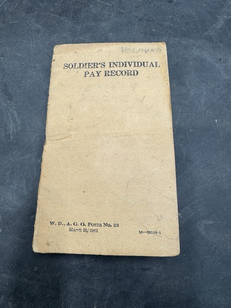 Original 1942 WW2 U.S. Army Soldier’s Individual Pay Record As Is