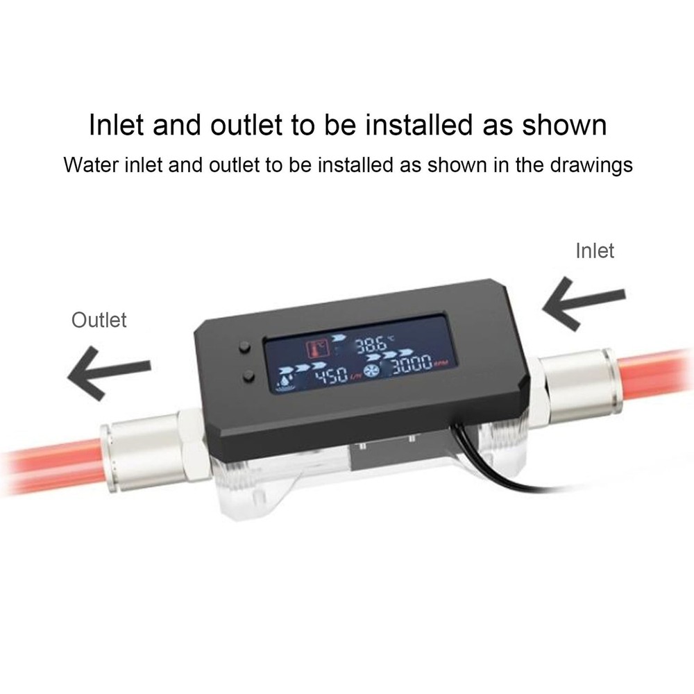 GOWENIC G1/4 Inline PC Water Cooling Flow Meter, Electronic Indicator...