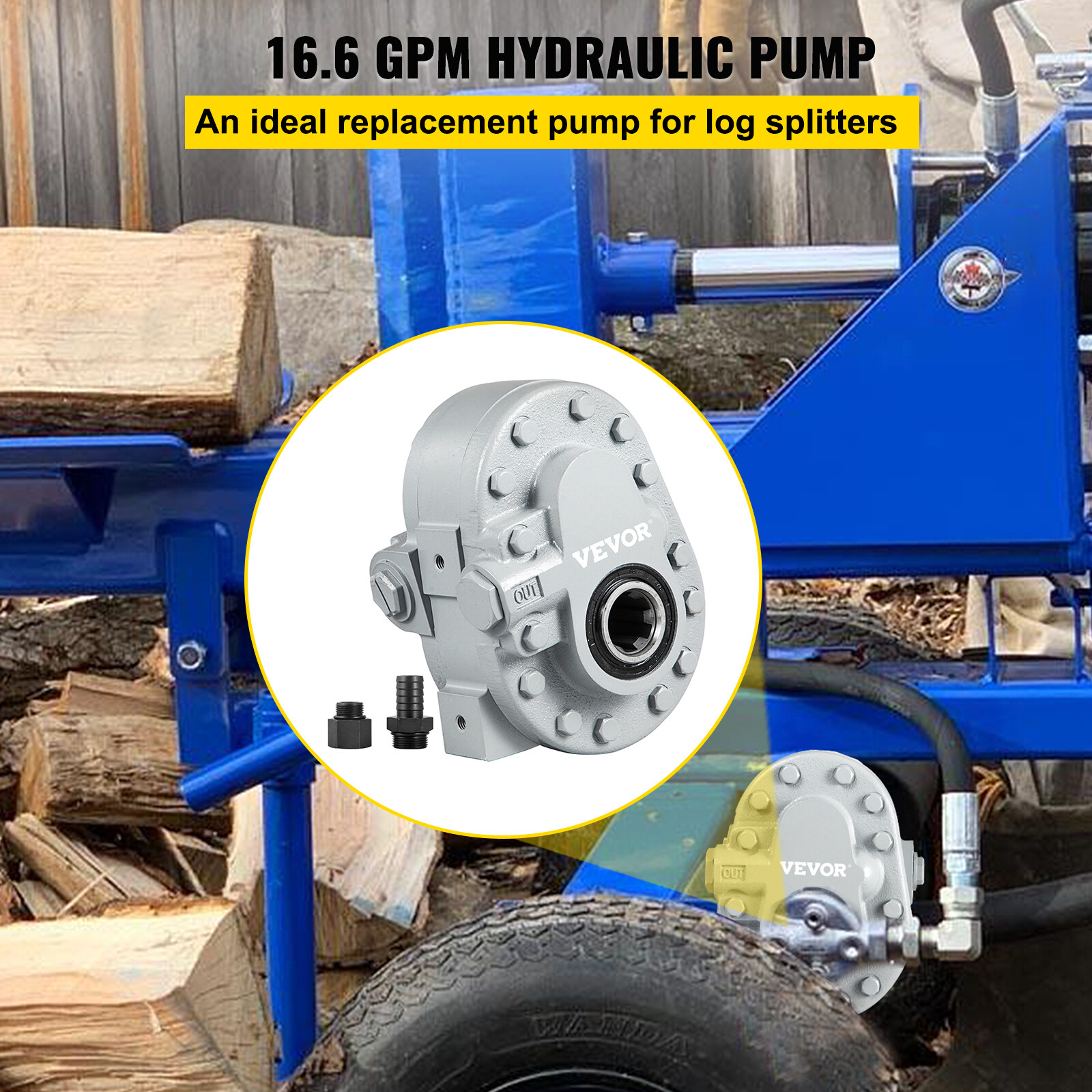 VEVOR Hydraulic Tractor PTO Pump GP-PTO-A-7-6-S 16.6 GPM 540 RPM 9-8902-7