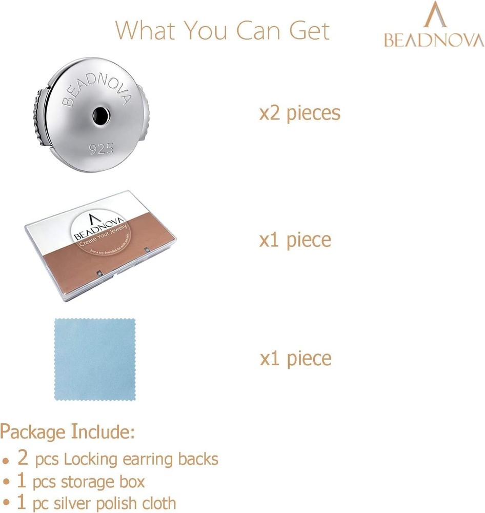 Locking Earring Backs 925 Sterling Silver Secure Earring Backs