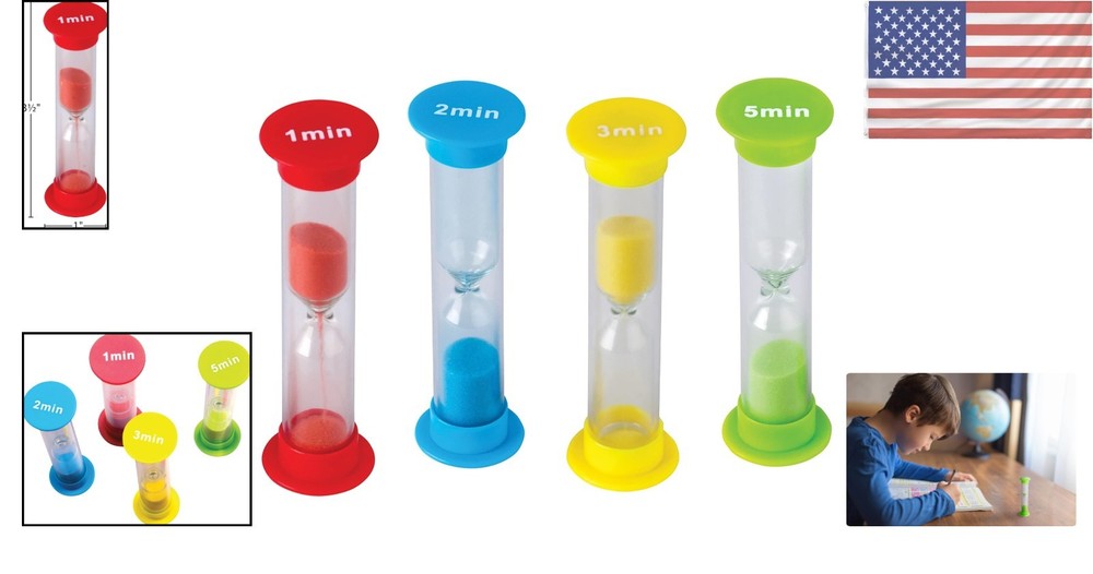 Small Sand Timers Set - 4 Colorful Timers for Gaming and Skill Development