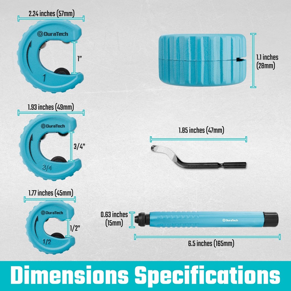 DURATECH 4-Piece Copper Tubing Cutter Set, Pipe Tool, Includes 1/2",...