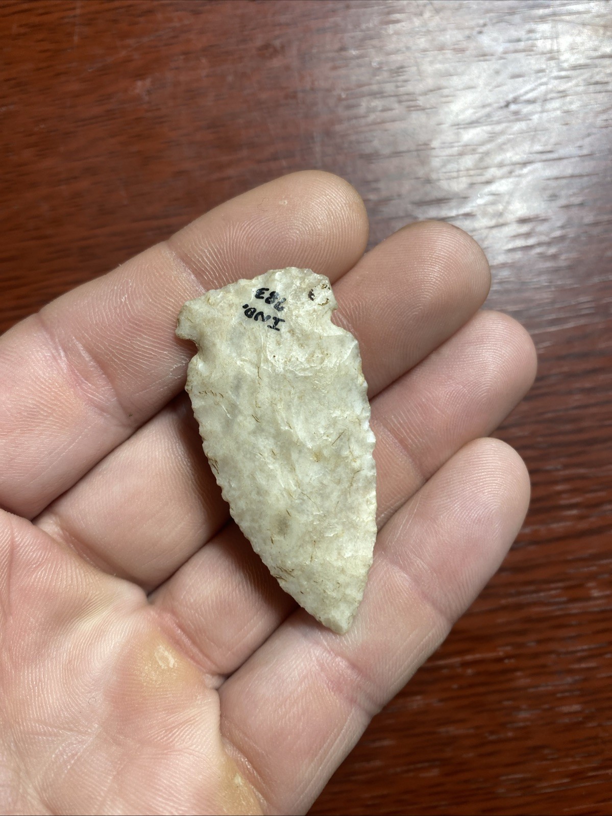 MLC s8269 Translucent 2” Archaic Micronotch Arrowhead Indiana Stone Artifact