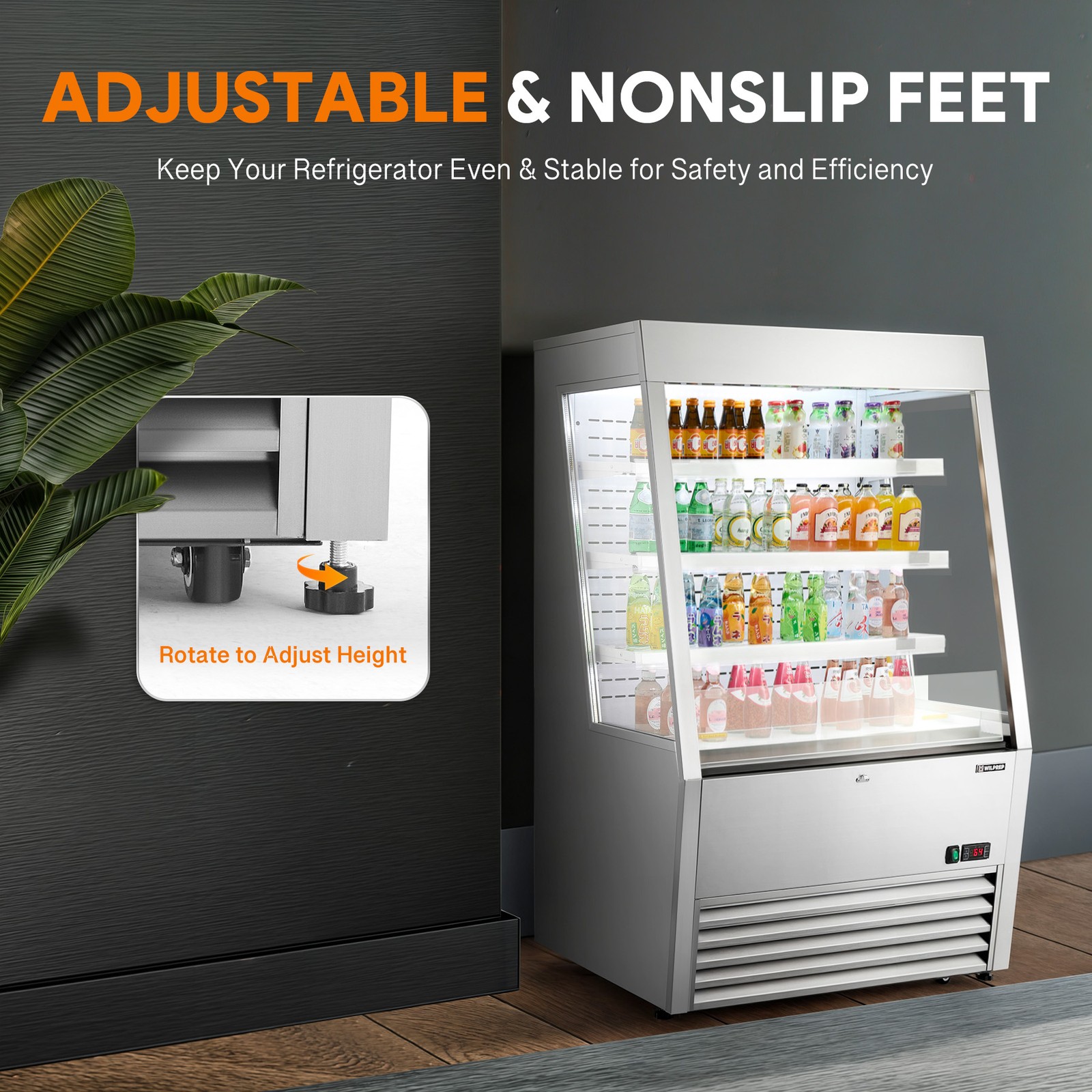 36'' Commercial Display Refrigerator Open Air Curtain Beverage Merchandiser ETL