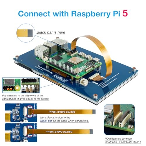 7 Inch Touchscreen IPS DSI Display Compatible with Raspberry Pi 5/4/3, 7 inches