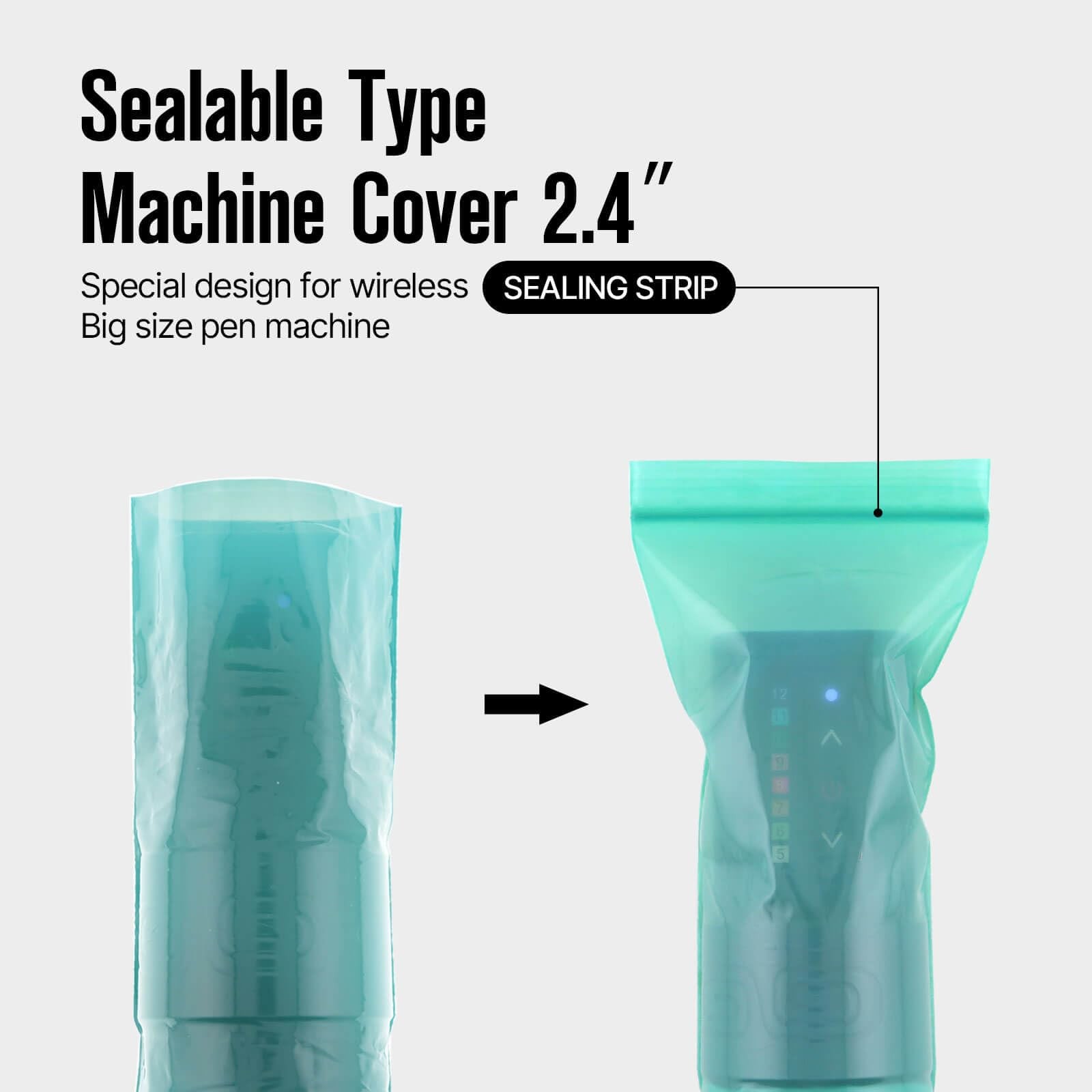 300pcs Tattoo Machine Covers Sealable Type - 2.4×8 Jungle green (2.4×8 inch)