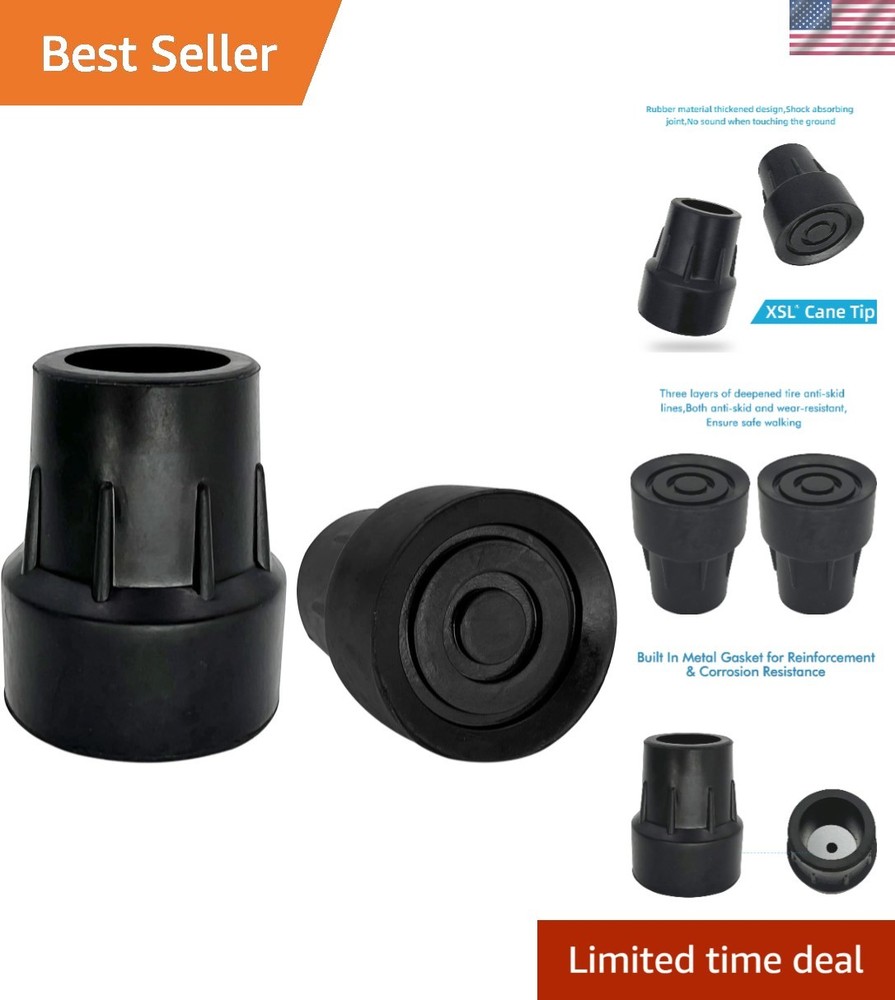 Essential 1-Inch Replacement Cane Tips - Safe, Durable & Skid-Resistant