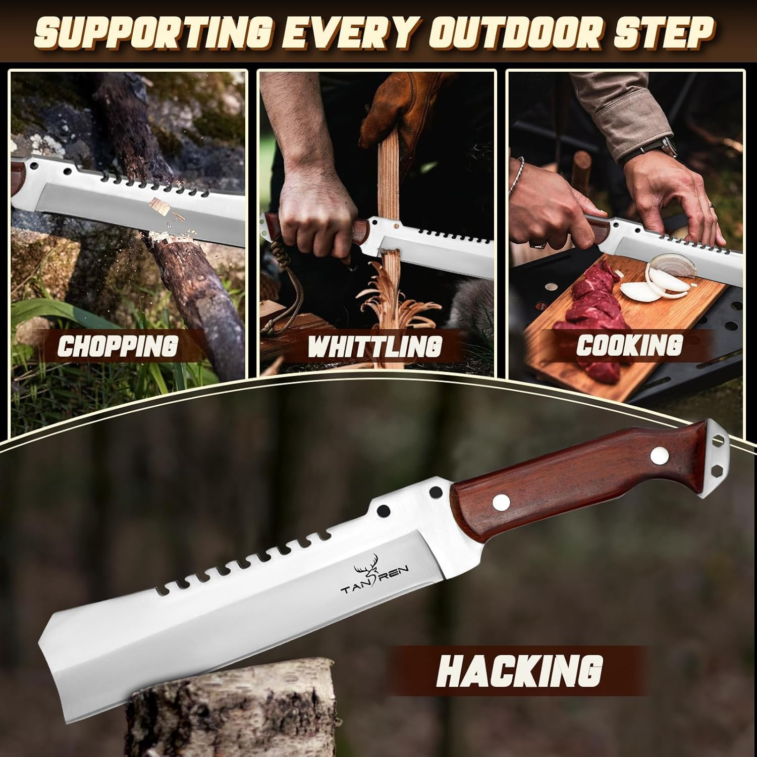 Machete for Cutting Trees Heavy Duty, Survival Machete with Sheath for Yard Work