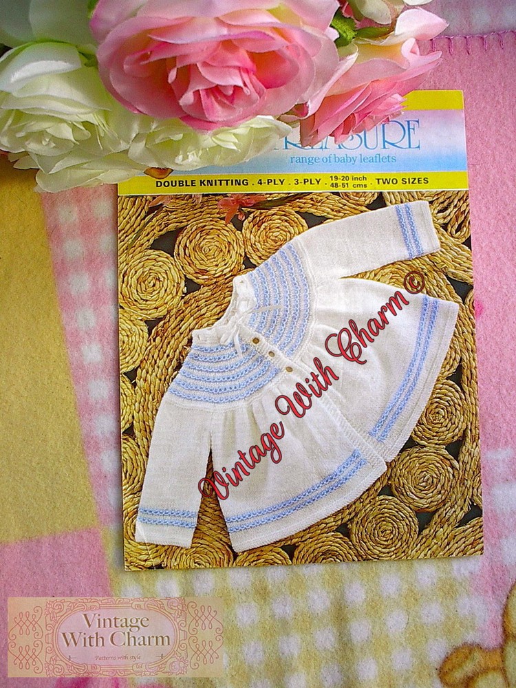 Vintage Knitting Pattern Baby's Sweet Matinee Coat. 2 Sizes