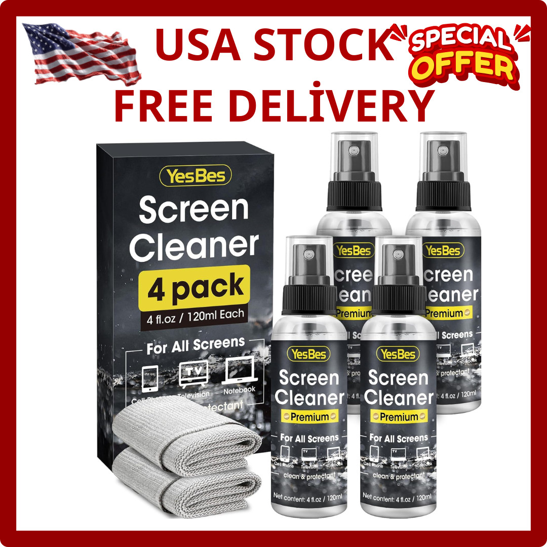 Screen Cleaner Spray 16Oz (4Oz X 4 Pack) - TV & Computer Screen Cleaner with