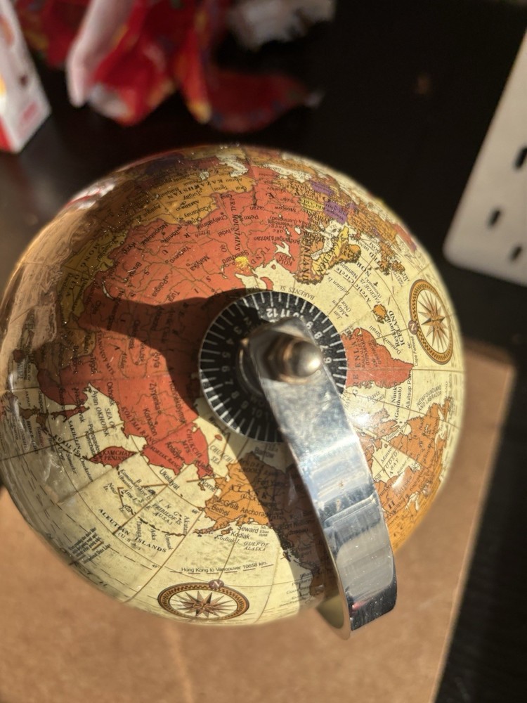 Home Essentials and Beyond Rotating Small Tabletop Globe, Silver Metallic Base