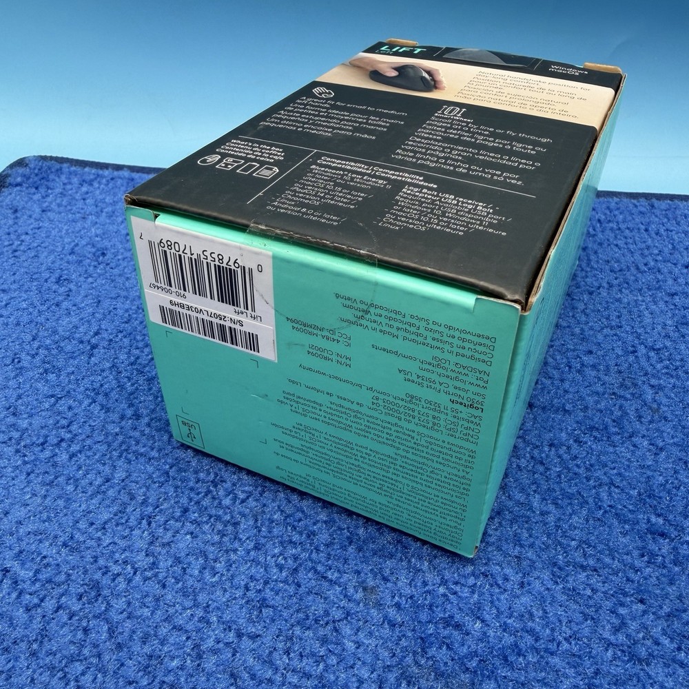 Logitech Lift Left Vertical Ergonomic Wirless Mouse Graphite 910-006467