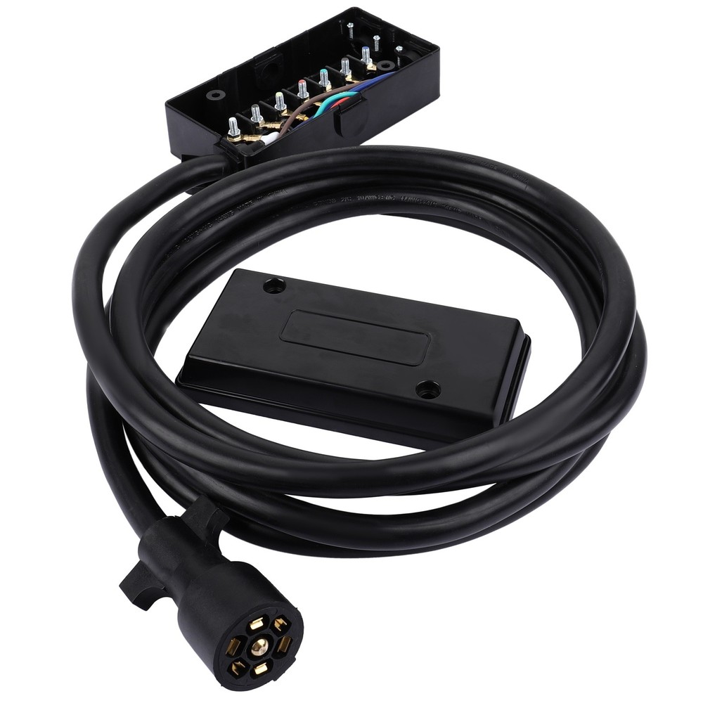7 Way RV Trailer Harness & Wired Junction Box, 12ft