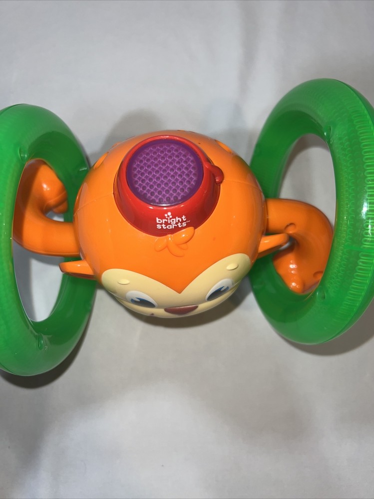 Bright Starts Light Up & Roll Orange Monkey Crawling Developmental Toy EUC