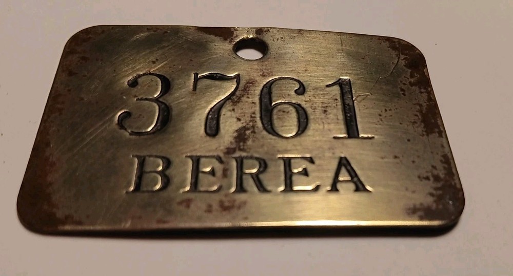 Bicycle License Plate Tag Berea Vintage Solid Brass #3761
